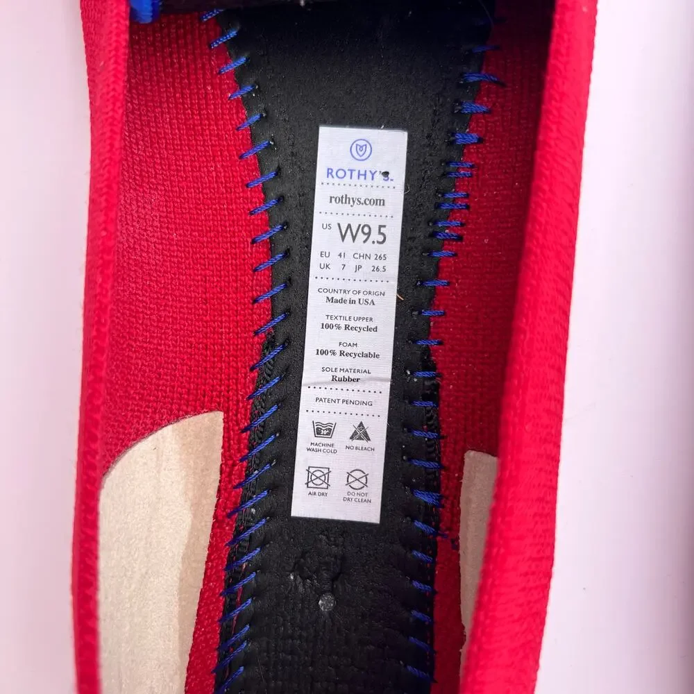 Red Rothy’s Pointed Toe Flats Knit Slip On Shoes Women’s 9.5 - Picture 6 of 6